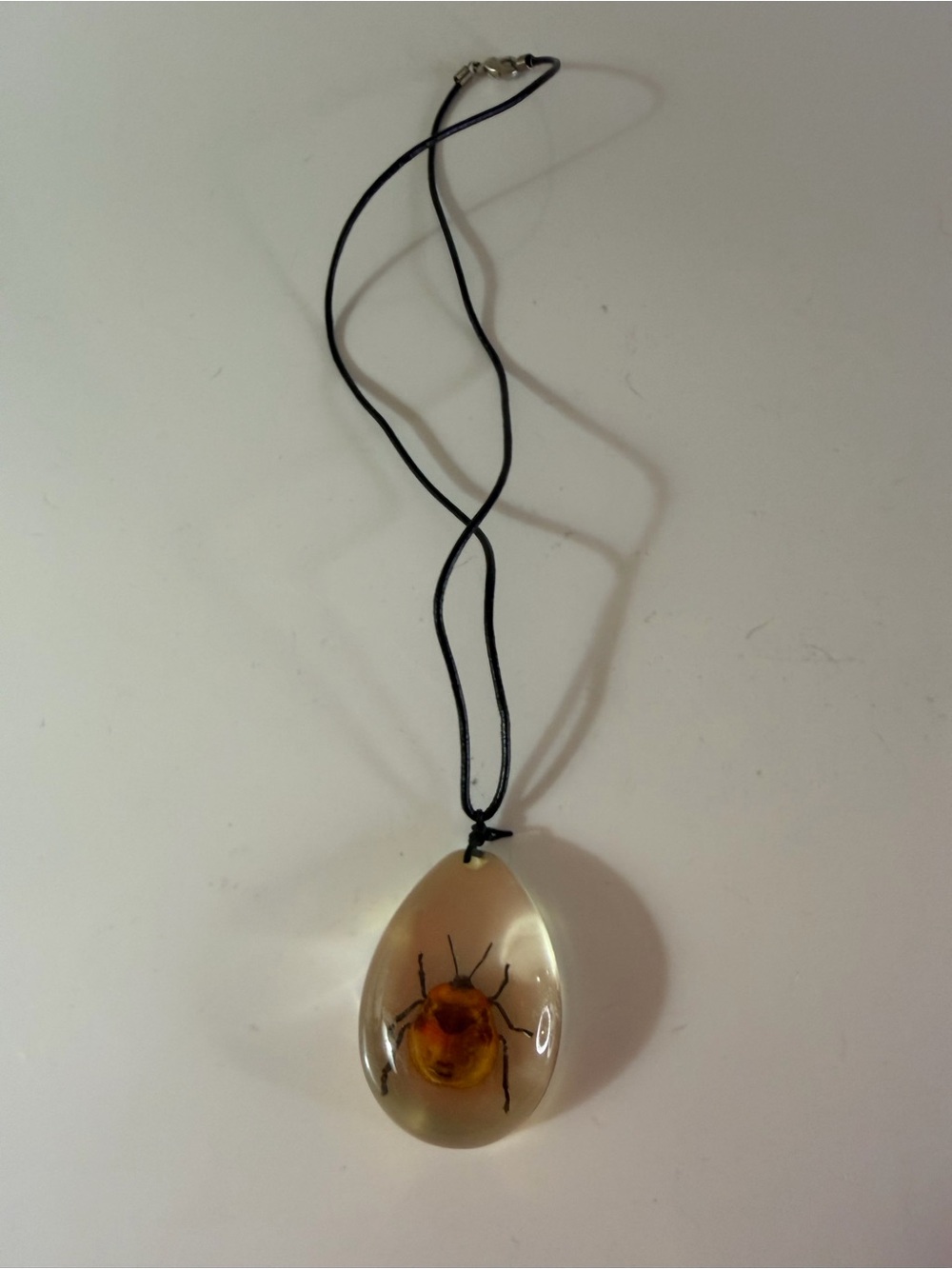 REALBUG Real Shield Bug Resin Pendant Necklace - Orange/Black